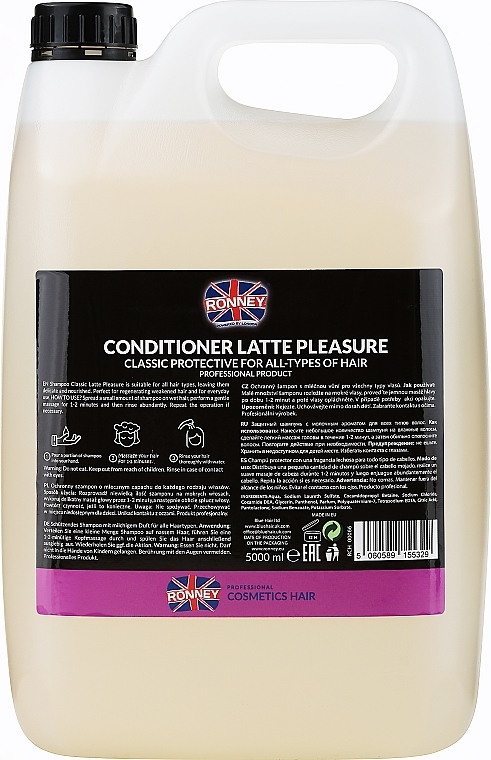 PRZECENA! Szampon z proteinami do każdego typu włosów - Ronney Professional Classic Latte Pleasure Protective Shampoo * — Zdjęcie N3