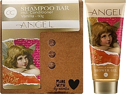 PRZECENA! Zestaw do pielęgnacji włosów - Accentra Angel Bath Set (sh/gel/200ml + solid/sham/60g + sh/sponge/1pcs) * — Zdjęcie N1