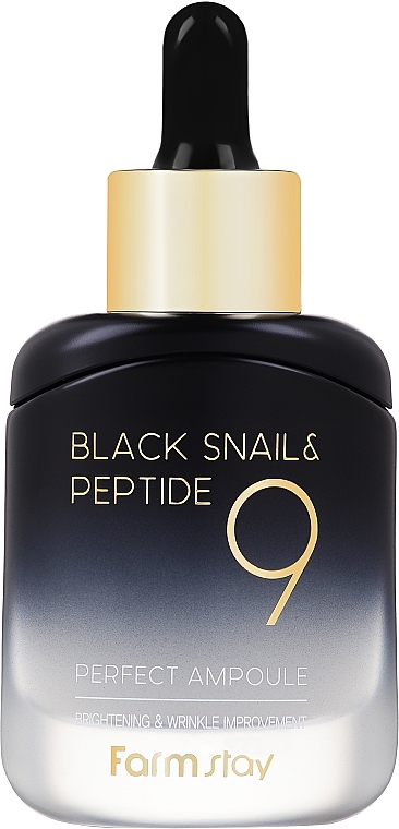 Serum odmładzające ze śluzem ślimaka i peptydami - Farmstay Black Snail & Peptide 9 Perfect Ampoule — Zdjęcie N1