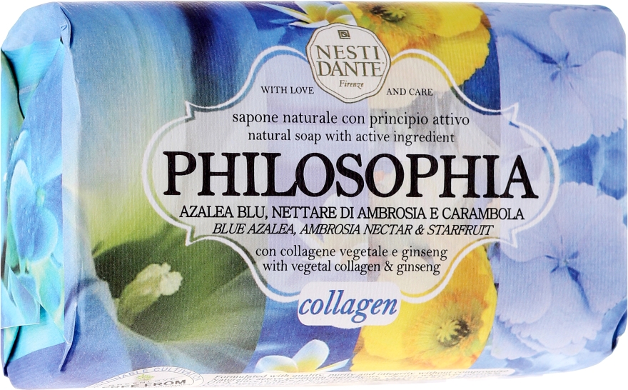 Naturalne mydło w kostce Niebieska azalia, ambrozja i karambola - Nesti Dante Philosophia Collagen — Zdjęcie N1