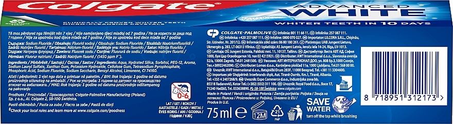 Wybielająca pasta do zębów - Colgate Advanced White Toothpaste — Zdjęcie N4