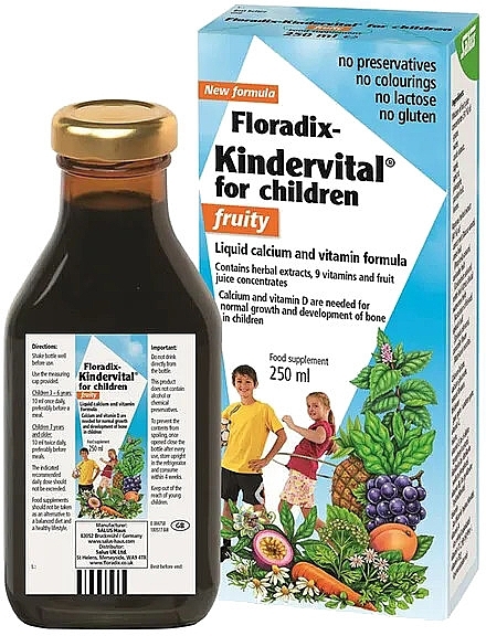 Suplement diety Wapń i witaminy dla dzieci - Floradix Kindervital For Children Fruity — Zdjęcie N1