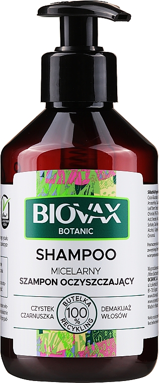 Micelarny szampon oczyszczający do włosów Czystek i czarnuszka - Biovax Botanic