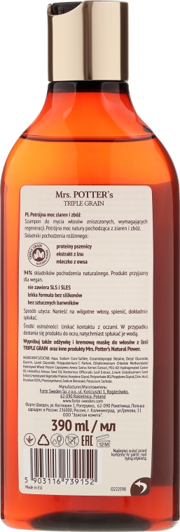 Regenerujący szampon do włosów zniszczonych - Mrs. Potter's Helps To Regenerate — Zdjęcie N2