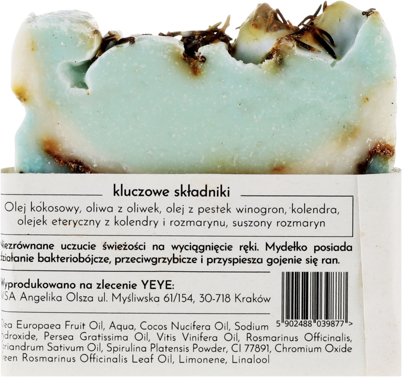 100% naturalne mydło w kostce Kolendra i rozmaryn - Yeye — Zdjęcie N3