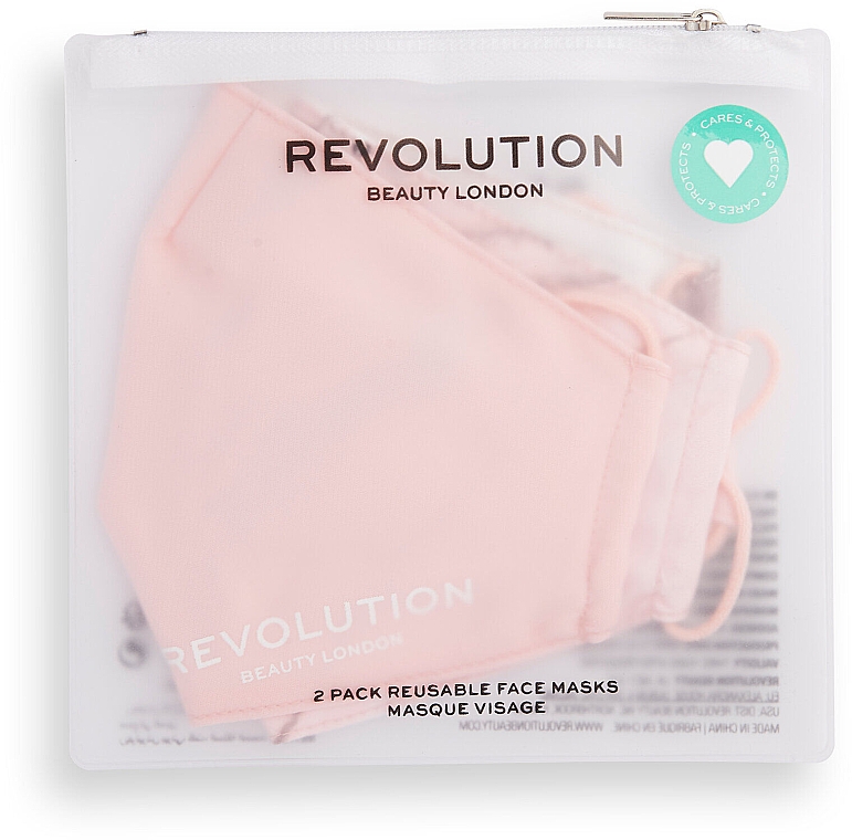 Maska ochronna wielokrotnego użytku, 2 szt. - Makeup Revolution 2Pack Re-Useable Fashion Fabric Face Mask Pink — Zdjęcie N1