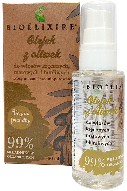 Olejek z oliwek do włosów kręconych, matowych i łamliwych - Bioelixire  — Zdjęcie N1