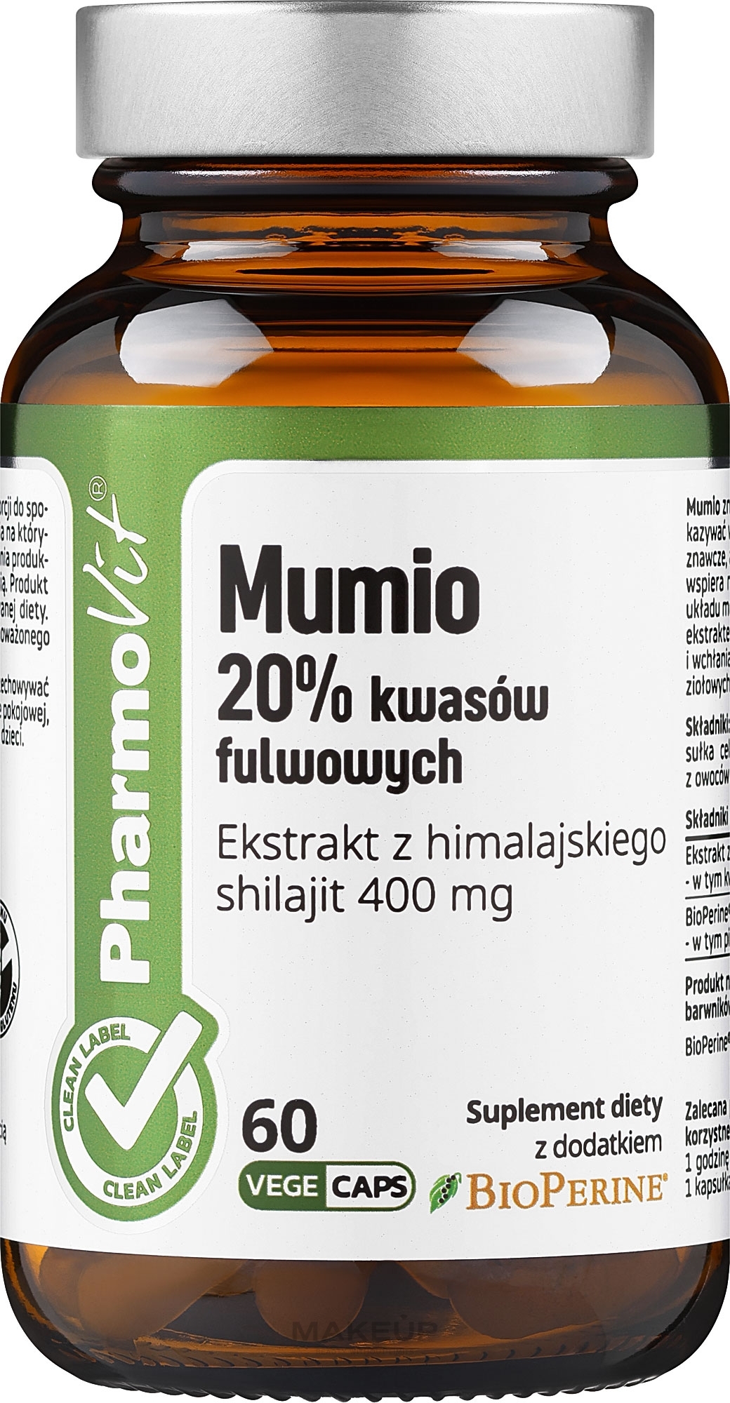 Suplement diety Mumiye 20% 60 szt. - Pharmovit Clean Label — Zdjęcie 60 szt.