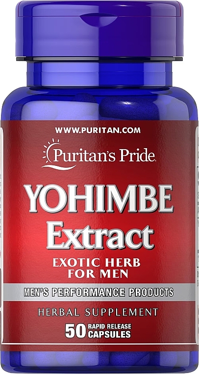 Suplement diety Yohimbe - Puritan's Pride Yohimbe Extract 1000mg Capsules — Zdjęcie N1