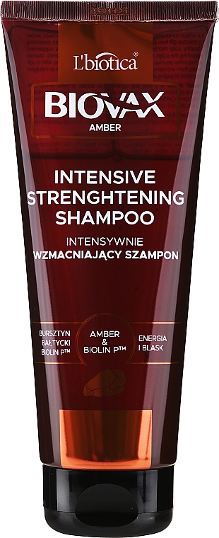 Intensywnie wzmacniający szampon do włosów Bursztyn bałtycki i biolin - Biovax Amber — Zdjęcie N1