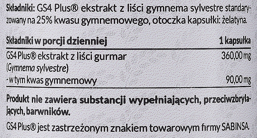 Suplement diety Gymnema sylvester - PharmoVit Classic Gymnema Sylvestre Extract 360 Mg — Zdjęcie N3