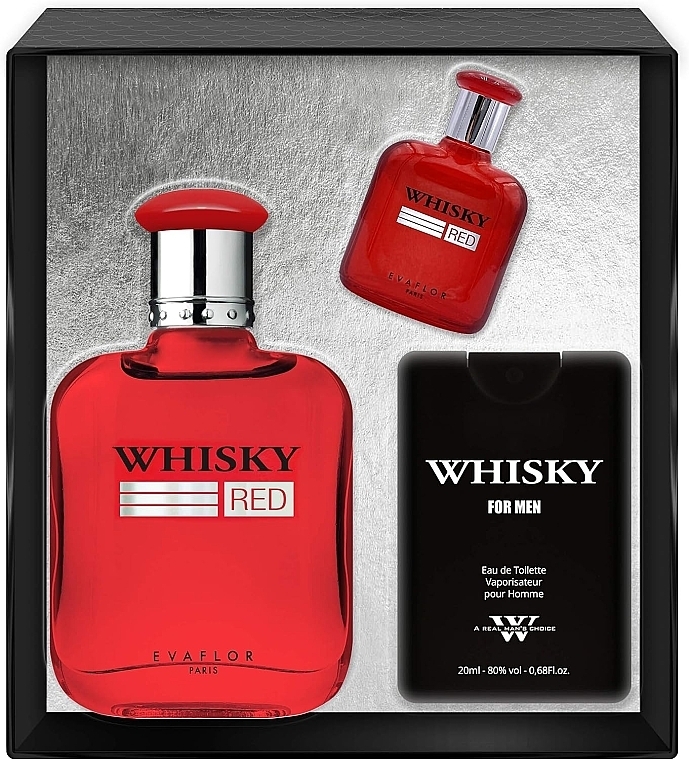 Evaflor Whisky Red For Men - Zestaw (edt/100ml + edt/20ml + edt/10ml) — Zdjęcie N1