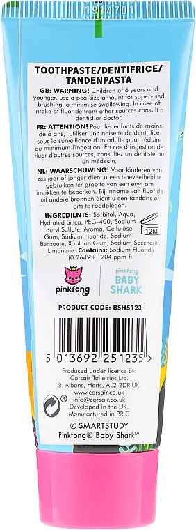 Pasta do zębów dla dzieci - Pinkfong Baby Shark Toothpaste For Kids — Zdjęcie N2