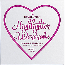 Paletka rozświetlaczy do twarzy - I Heart Revolution Highlighter Wardrobe — Zdjęcie N2