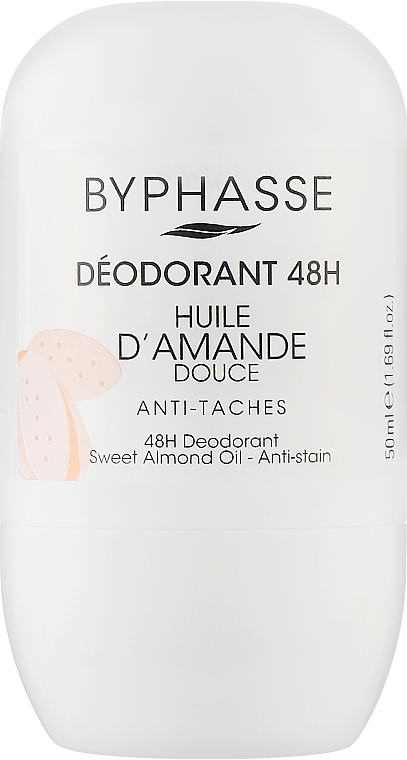 Dezodorant w kulce Olej ze słodkich migdałów - Byphasse Roll-On Deodorant 48h Sweet Almond Oil