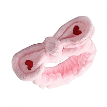 Opaska kosmetyczna z serduszkami, różowa - Ecarla — Zdjęcie N1