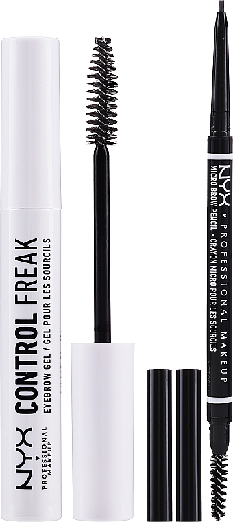 Zestaw - NYX Professional Makeup Micro Brow Essentials Black (pencil/0.09g + gel/9g) — Zdjęcie N2
