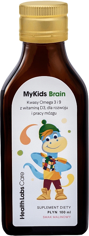 Suplement diety Kwasy Omega 3 i 9 z witaminą D3 dla rozwoju i pracy mózgu - Health Labs Care MyKids Brain — Zdjęcie N1