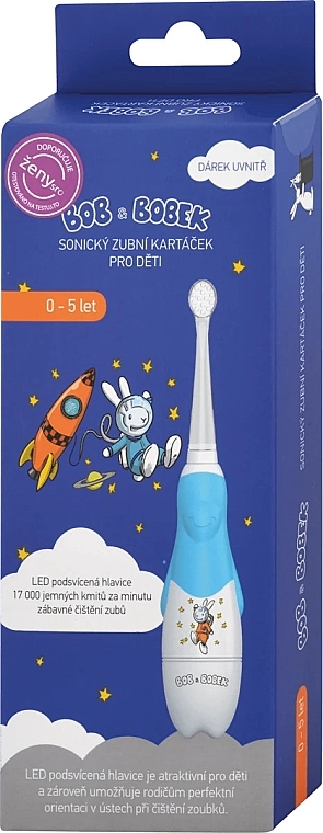 Szczoteczka soniczna od 0 do 5 lat, niebieska z astronautą - Profimed Bob & Bobek Baby Dark Blue — Zdjęcie N1