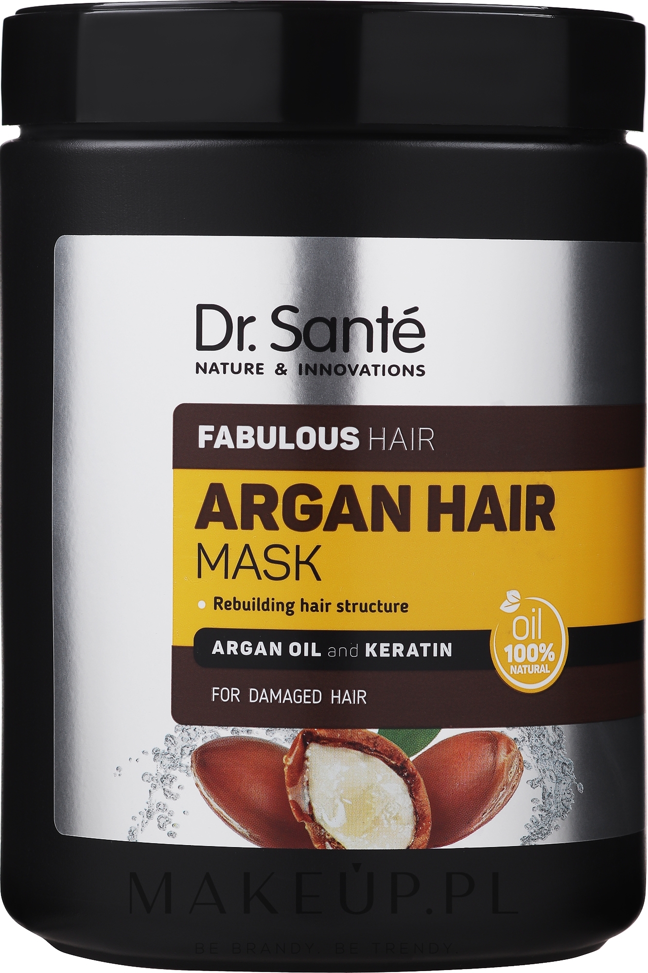 Odbudowująca maska do włosów Olej arganowy i keratyna - Dr Sante Argan Hair — Zdjęcie 1000 ml