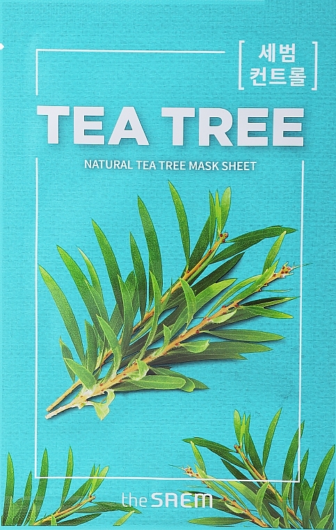 PREZENT! Łagodząca maska na tkaninie do twarzy z ekstraktem z drzewa herbacianego - The Saem Natural Tea Tree Mask Sheet — Zdjęcie N1