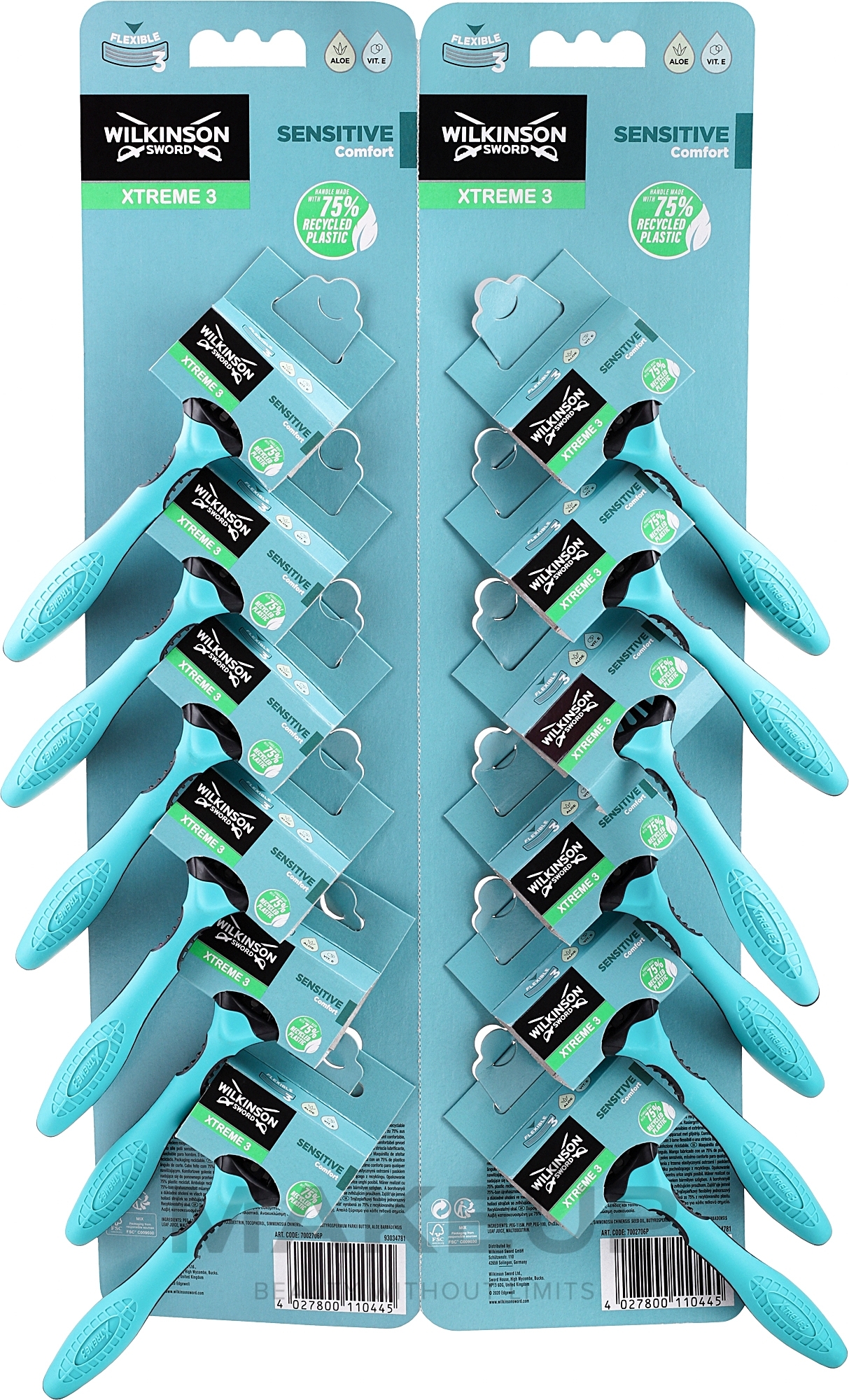 Zestaw jednorazowych maszynek do golenia - Wilkinson Sword Extreme 3 Sensitive — Zdjęcie 12 szt.