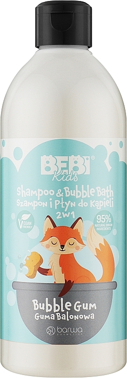 Szampon i płyn do kąpieli 2 w 1 Guma balonowa - Barwa Bebi Kids Shampoo & Bubble Bath Bubble Gum — Zdjęcie N1