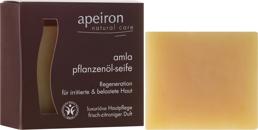 Naturalne mydło Amla do regeneracji skóry - Apeiron Amla Plant Oil Soap — Zdjęcie N1