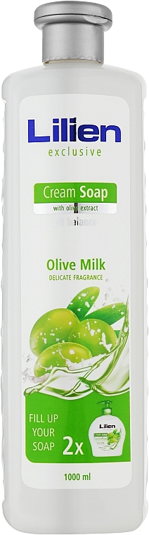 Kremowe mydło płynie Oliwkowe mleczko - Lilien Olive Milk Cream Soap (uzupełnienie) — Zdjęcie N1