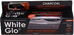Kup Zestaw do zębów - White Glo Charcoal Deep Stain Remover Set (toothpaste 100 ml + toothbrush)