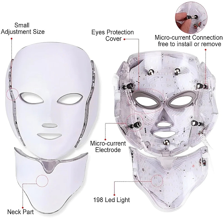 Maska na twarz LED, 7 kolorów - Eclat Skin London Limited Edition Pro 7 Colour LED Face & Neck Mask — Zdjęcie N3
