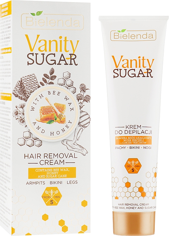 Krem do depilacji ciała Miód akacjowy, wosk pszczeli i cukier trzcinowy - Bielenda Vanity Sugar