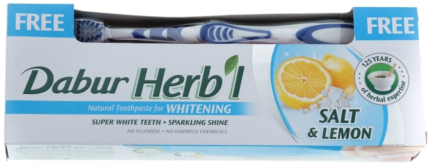 Zestaw "Salt & Lemon" - Dabur Herb`l (toothbrush + toothpaste 150 g) — Zdjęcie N1