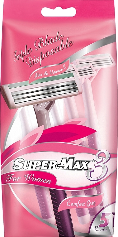Zestaw maszynek do golenia bez wymiennych wkładów, 5 szt. - Super-Max Triple Blade 3 For Women — Zdjęcie N1