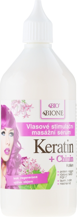 Wzmacniające serum przeciw wypadaniu włosów z keratyną i chininą - Bione Cosmetics Keratin + Quinine Stimulating Massaging Hair Serum — Zdjęcie N2