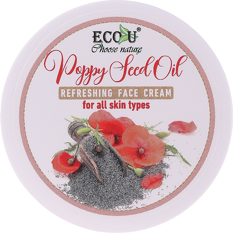 Odświeżający krem do twarzy z olejem z nasion maku do każdego typu cery - Eco U Poppy Seed Oil Refreshing Face Cream For All Skin Type