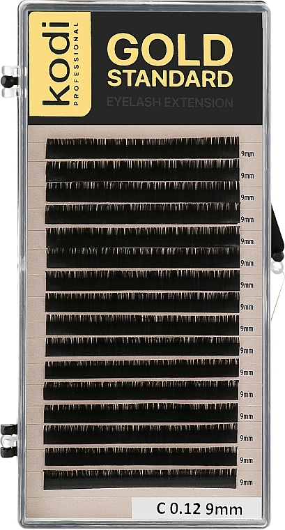 Sztuczne rzęsy Gold Standart C 0.12 (16 rzędów: 9 mm) - Kodi Professional — Zdjęcie N1