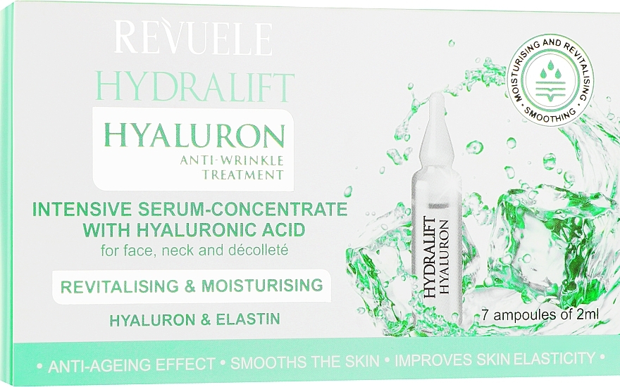 Skoncentrowane serum z kwasem hialuronowym w ampułkach - Revuele Hydralift Hyaluron Anti-Wrinkle Treatment — Zdjęcie N1