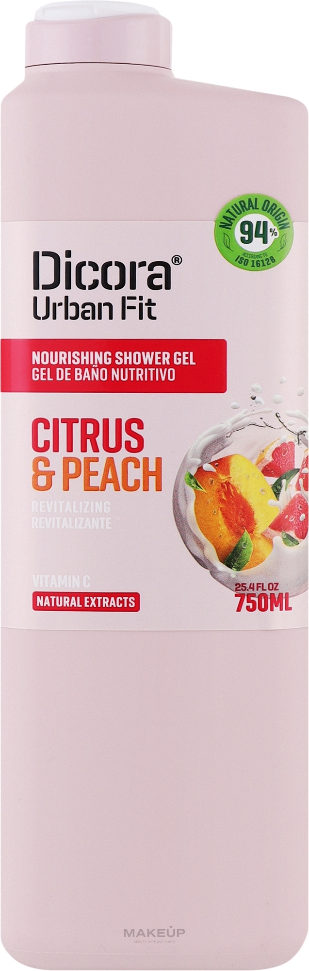 Żel pod prysznic z witaminą C Cytrusy i brzoskwinia - Dicora Urban Fit Citrus & Peach Shower Gel — Zdjęcie 750 ml