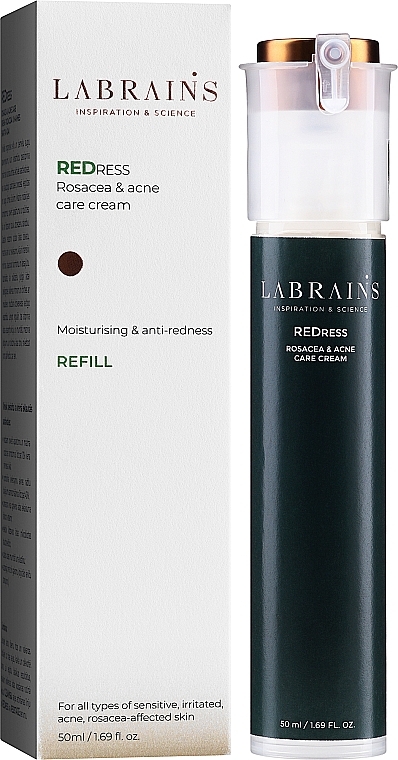 Krem do twarzy na trądzik i trądzik różowaty - Labrains Redress Rosacea & Acne Care Cream (zapas) — Zdjęcie N2