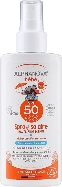 Spray przeciwsłoneczny dla dzieci i niemowląt SPF 50+ - Alphanova Bebe Sun SPF 50+ — Zdjęcie N1