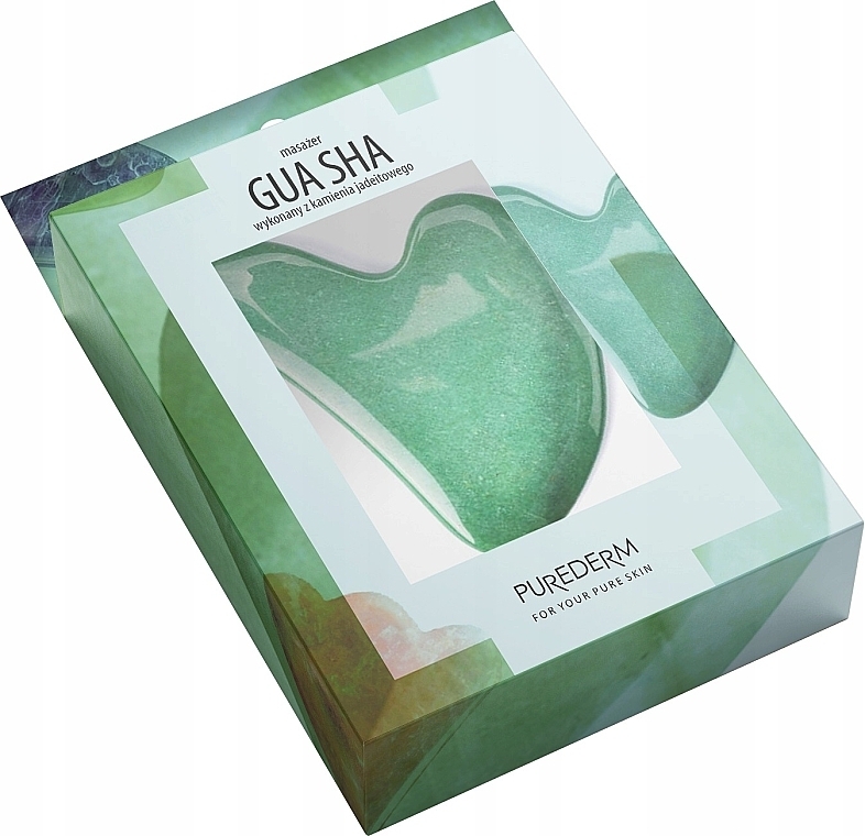 Masażer do twarzy Gua Sha, zielony jadeit - Purederm Green Jade — Zdjęcie N2