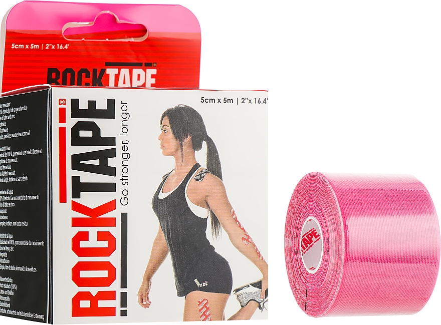 Taśma kinesio Różowa - RockTape Kinesio Tape Standart — Zdjęcie N1