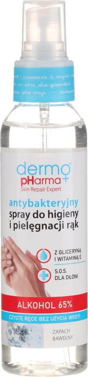 Antybakteryjny spray do higieny i pielęgnacji rąk o zapachu bawełny - Dermo Pharma — Zdjęcie N1
