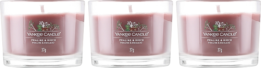 Zestaw - Yankee Candle Praline & Birch (candle/3x37g) — Zdjęcie N2