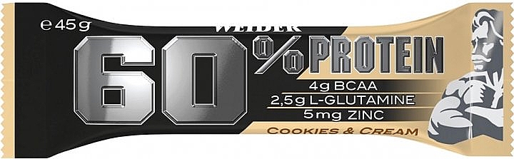 Baton proteinowy Ciastka i śmietana - Weider 60% Protein Bar Cookies & Cream  — Zdjęcie N1