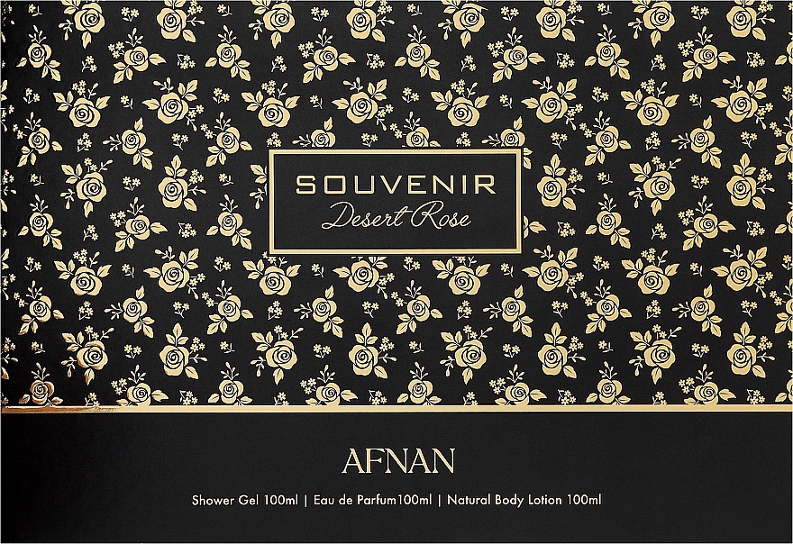 Afnan Perfumes Souvenir Desert Rose - Zestaw (edp100 ml + sh/gel 100 ml + b/lot 100 ml) — Zdjęcie N1