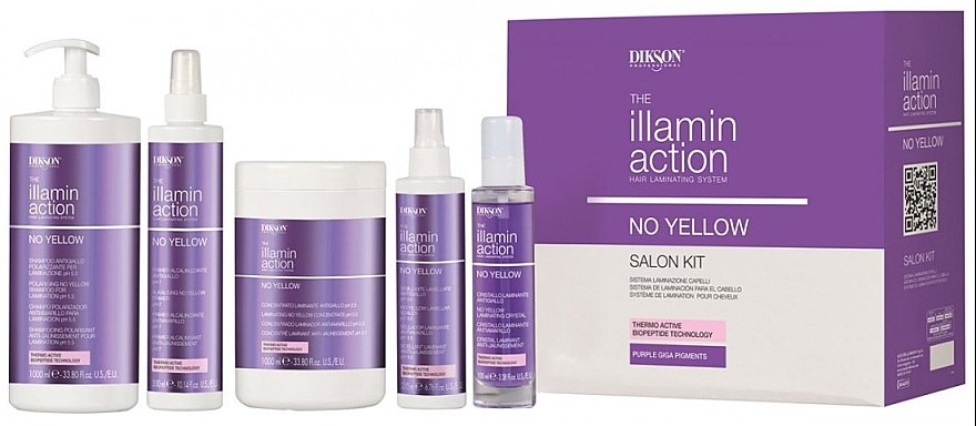 PRZECENA! Zestaw do laminowania włosów, 5 produktów - Dikson Illaminaction No Yellow Salon Kit * — Zdjęcie N1