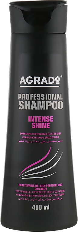 Intensywnie nabłyszczający szampon do włosów z prowitaminą B5, proteinami jedwabiu i kolagenem - Agrado Intense Glos Shampoo — Zdjęcie N1