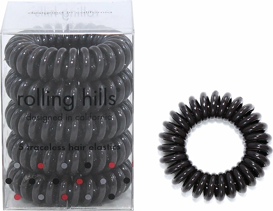 Gumki do włosów, ciemnobrązowe, 5 szt. - Rolling Hills 5 Traceless Hair Rings Dark Brown — Zdjęcie N1